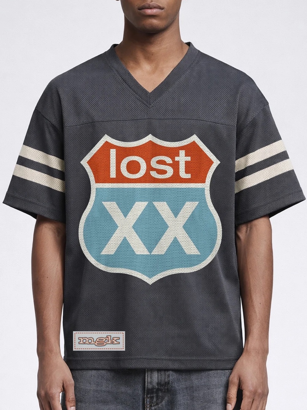 MGK Machine Gun Kelly Lost Americana Lost XX Short Sleeve V-Neck Jersey NEW NWT